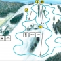 Widok tras i wyciągów narciarskich. Grafika ze strony Stacja narciarska Rybno.